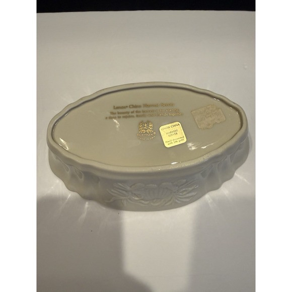 Vintage Lenox Harvest Server Bowl 9" Ivory China 24K Gold Trim Thanksgiving - Picture 3 of 7